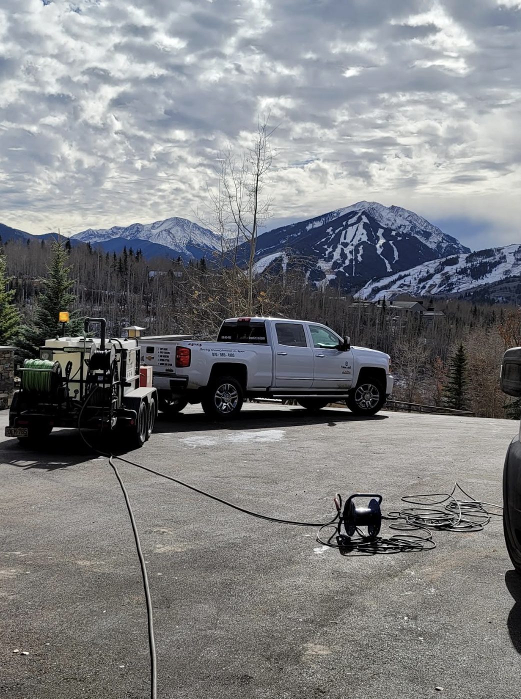 The Elite Plumbing & Drains truck and jetting trailer, Crested Butte, CO